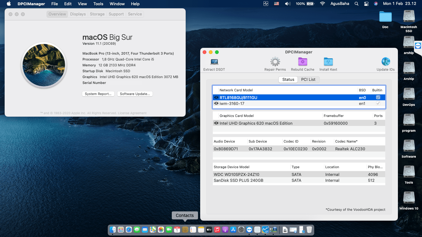 Success Hackintosh macOS Big Sur 11.1 Build 20C69 at Lenovo Ideapad 330-14IKB